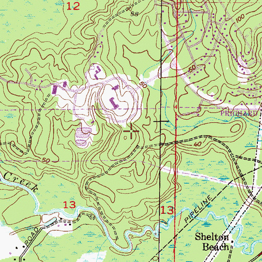 Topographic Map of University of Mobile Ben May Student Activities Building, AL