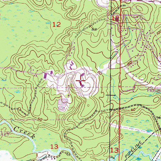 Topographic Map of University of Mobile William K Weaver Hall, AL