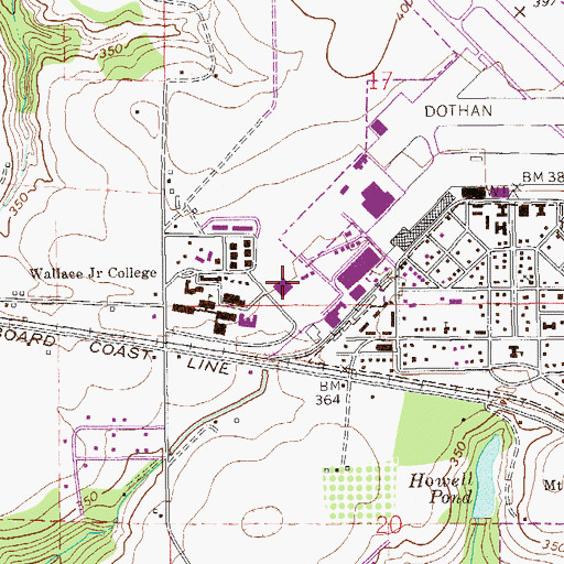 Topographic Map of Wallace Community College Wallace Campus Cherry Hall, AL