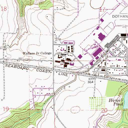 Topographic Map of Wallace Community College Wallace Campus Cunningham Hall, AL