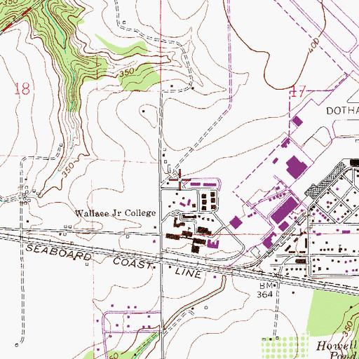 Topographic Map of Wallace Community College Wallace Campus Drafting and Design Technology Building, AL