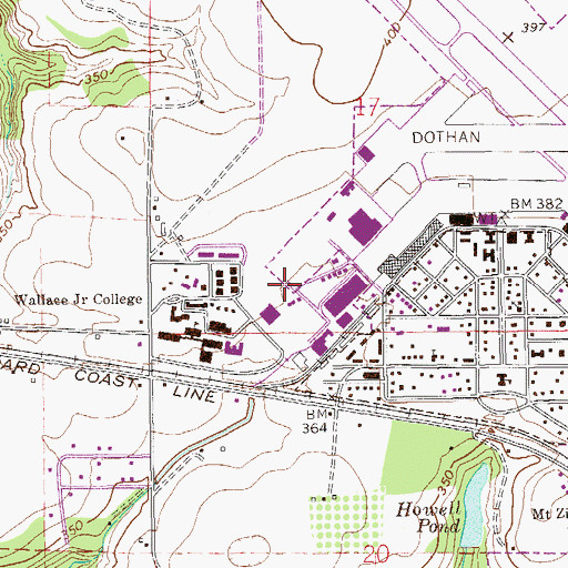Topographic Map of Wallace Community College Wallace Campus Field House, AL