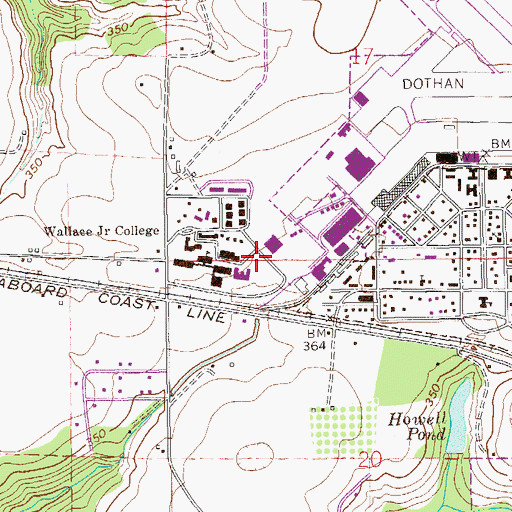 Topographic Map of Wallace Community College Wallace Campus Gary Health Building, AL