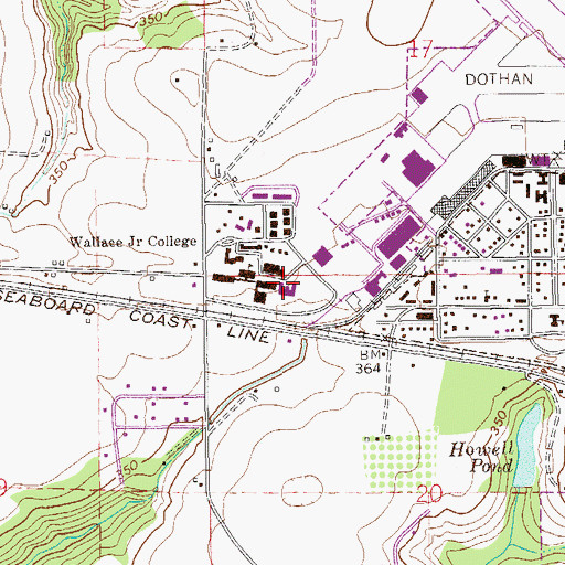 Topographic Map of Wallace Community College Wallace Campus Grimsley Hall, AL