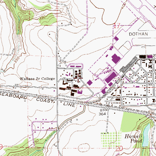 Topographic Map of Wallace Community College Wallace Campus Printing and Duplication Building, AL