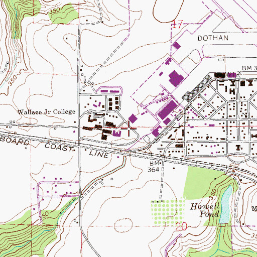 Topographic Map of Wallace Community College Wallace Campus Rane Hall, AL