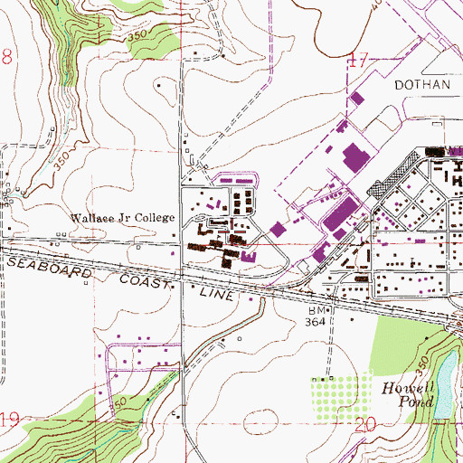 Topographic Map of Wallace Community College Wallace Campus Wallace Hall, AL
