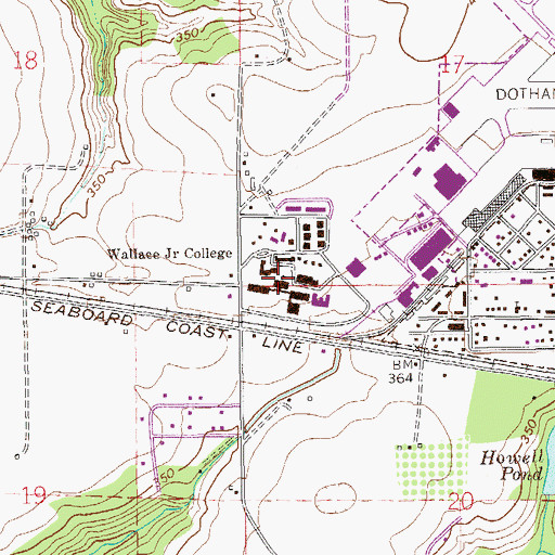 Topographic Map of Wallace Community College Wallace Campus Library, AL