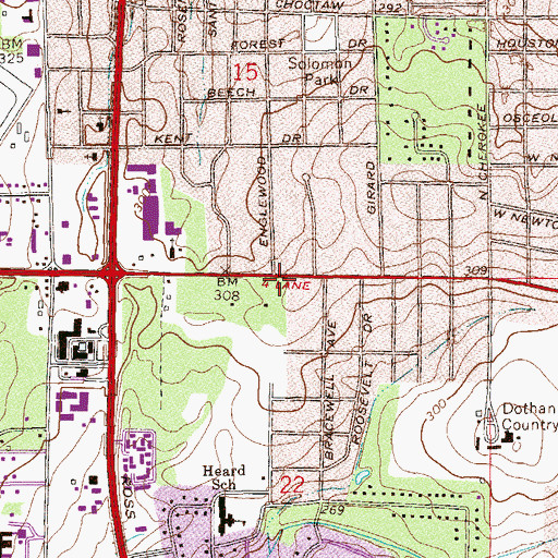 Topographic Map of Dothan Area Chamber of Commerce, AL