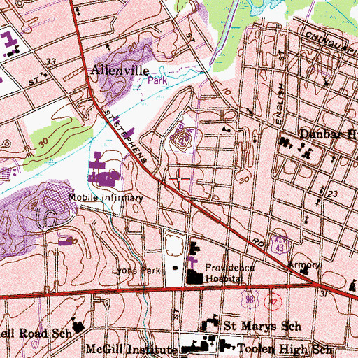 Topographic Map of Midway Shopping Center, AL