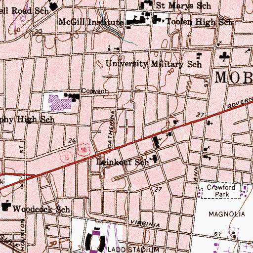 Topographic Map of Shoppes of Midtown, AL