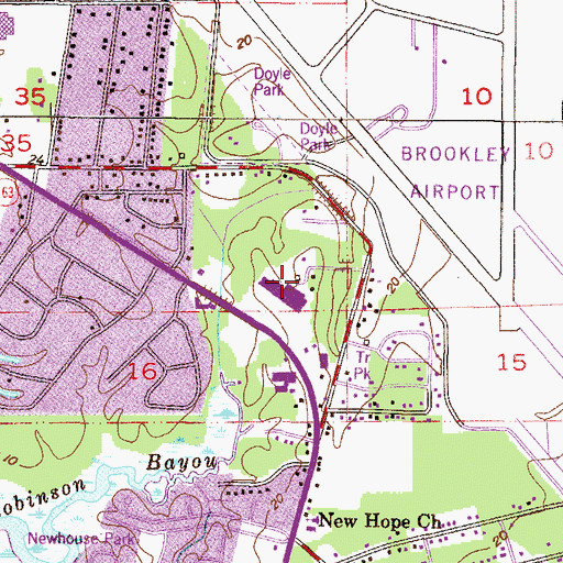 Topographic Map of Dauphin Island Parkway Shopping Center, AL
