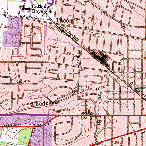 Topographic Map of Stapleton Shopping Center, AL