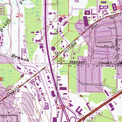 Topographic Map of Cottage 65 Plaza Shopping Center, AL