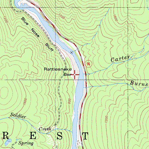 Topographic Map of Carter Creek, CA
