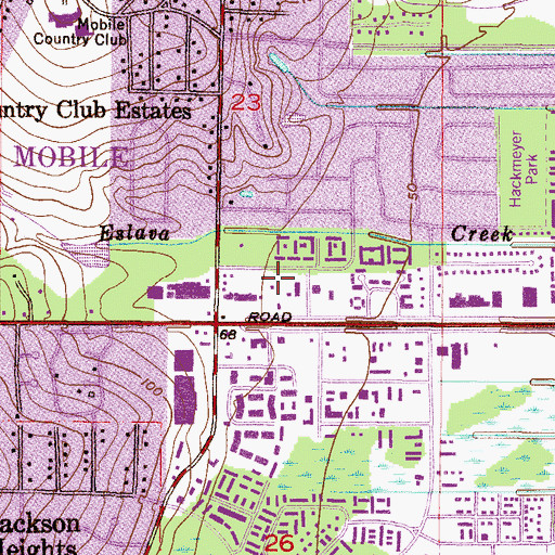 Topographic Map of McGregor Square Shopping Center, AL