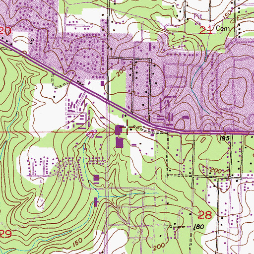 Topographic Map of Piccadilly Square Shopping Center, AL