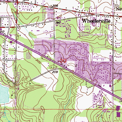 Topographic Map of Southwood Place Shopping Center, AL