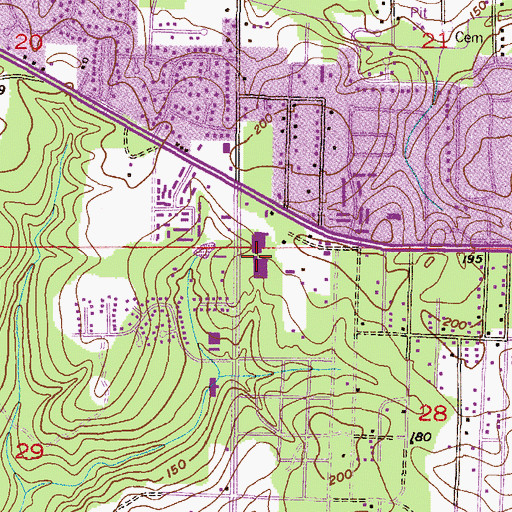 Topographic Map of Hillcrest Plaza Shopping Center, AL