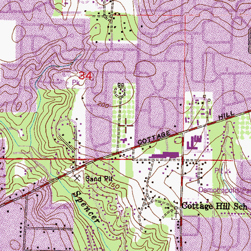 Topographic Map of University Oaks Shopping Center, AL