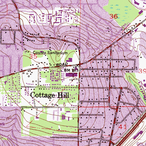 Topographic Map of Cottage Hill Shopping Center, AL