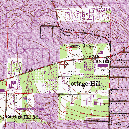 Topographic Map of Wildwood Place Shopping Center, AL