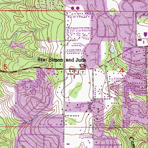 Topographic Map of Cottage Crest Shopping Village, AL