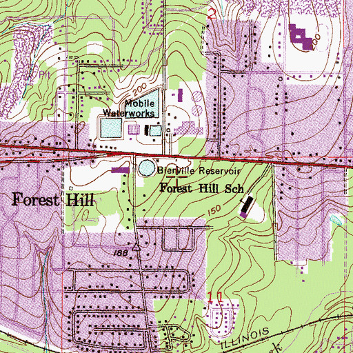 Topographic Map of Forest Park Plaza Shopping Center, AL