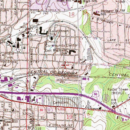 Topographic Map of Patterson Street Free Will Church, AL