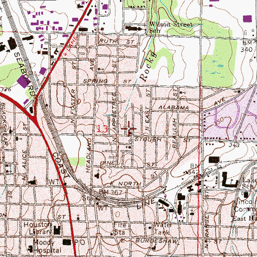 Topographic Map of Tabernacle Baptist Church, AL
