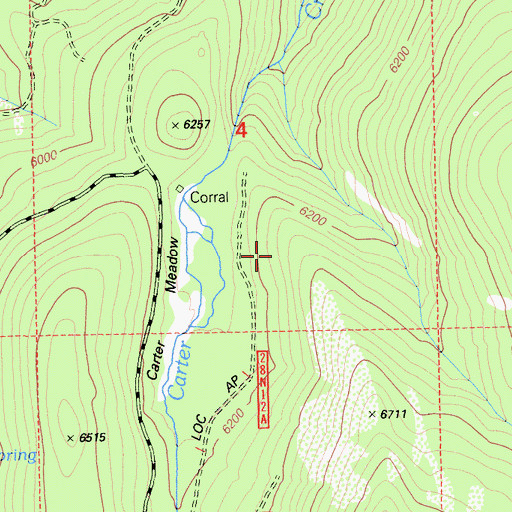 Topographic Map of Carter Meadow, CA