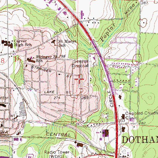 Topographic Map of Trinity Missionary Baptist Church, AL