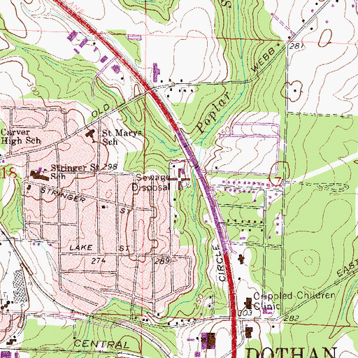 Topographic Map of Kingdom Hall of Jehovahs Witnesses, AL