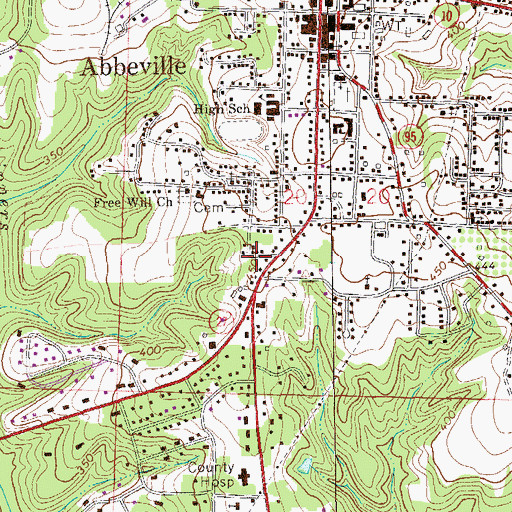 Topographic Map of Abbeville Memorial Church of God in Christ, AL