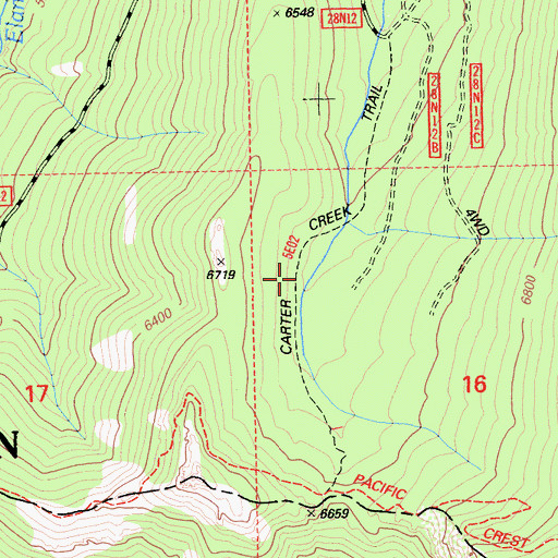 Topographic Map of Carter Meadow Trail (historical), CA
