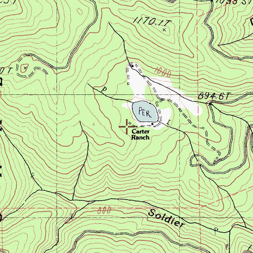 Topographic Map of Carter Ranch, CA