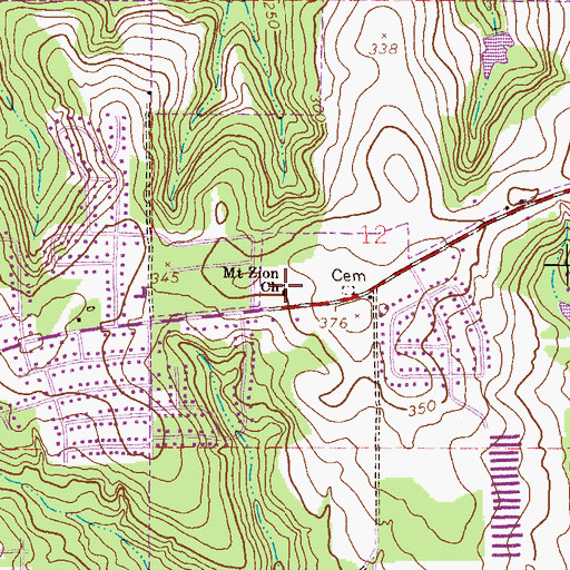 Topographic Map of Mount Zion Baptist Church, AL
