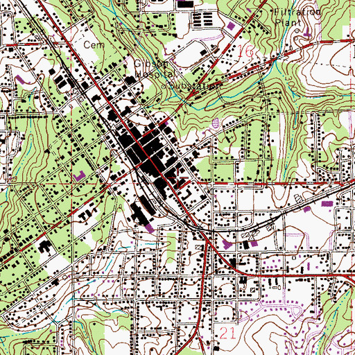 Topographic Map of First United Methodist Church, AL