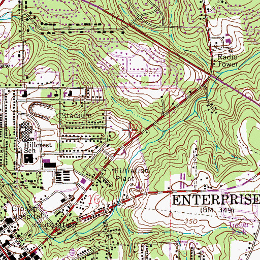 Topographic Map of Green Hill Presbyterian Church, AL