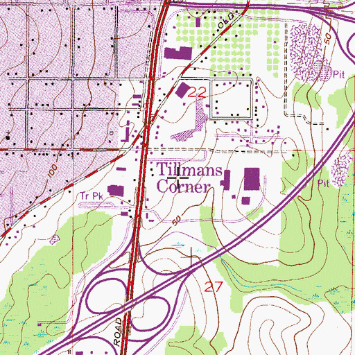 Topographic Map of Tillmans Square Shopping Center, AL
