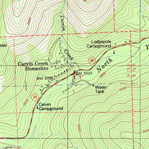 Topographic Map of Carvin Creek, CA
