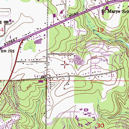 Topographic Map of Schillinger Towne Centre, AL