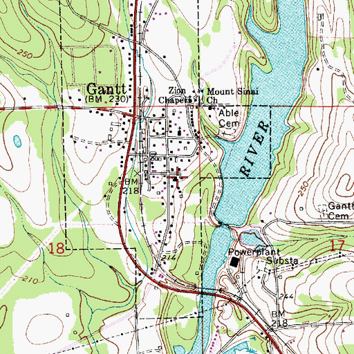 Topographic Map of Gantt Baptist Church, AL