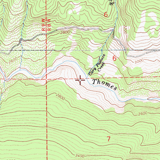 Topographic Map of Cary Pasture Creek, CA