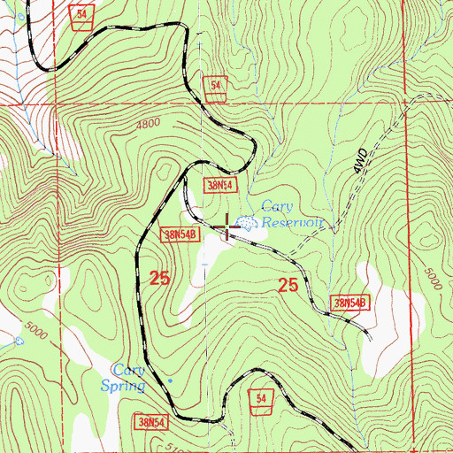 Topographic Map of Cary Reservoir, CA