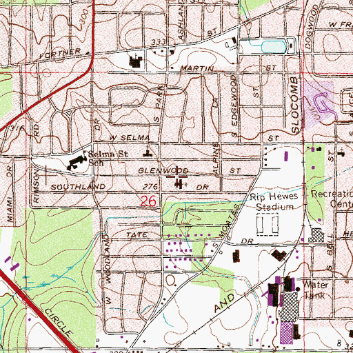 Topographic Map of Highland Park United Methodist Church, AL