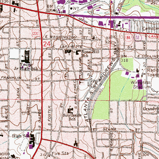 Topographic Map of South Appletree Church of Christ, AL