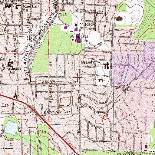 Topographic Map of New Mount Moriah Missionary Baptist Church, AL