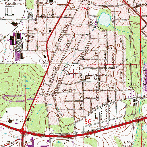 Topographic Map of Malvern Baptist Church, AL