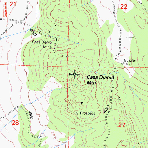 Topographic Map of Casa Diablo Mountain, CA